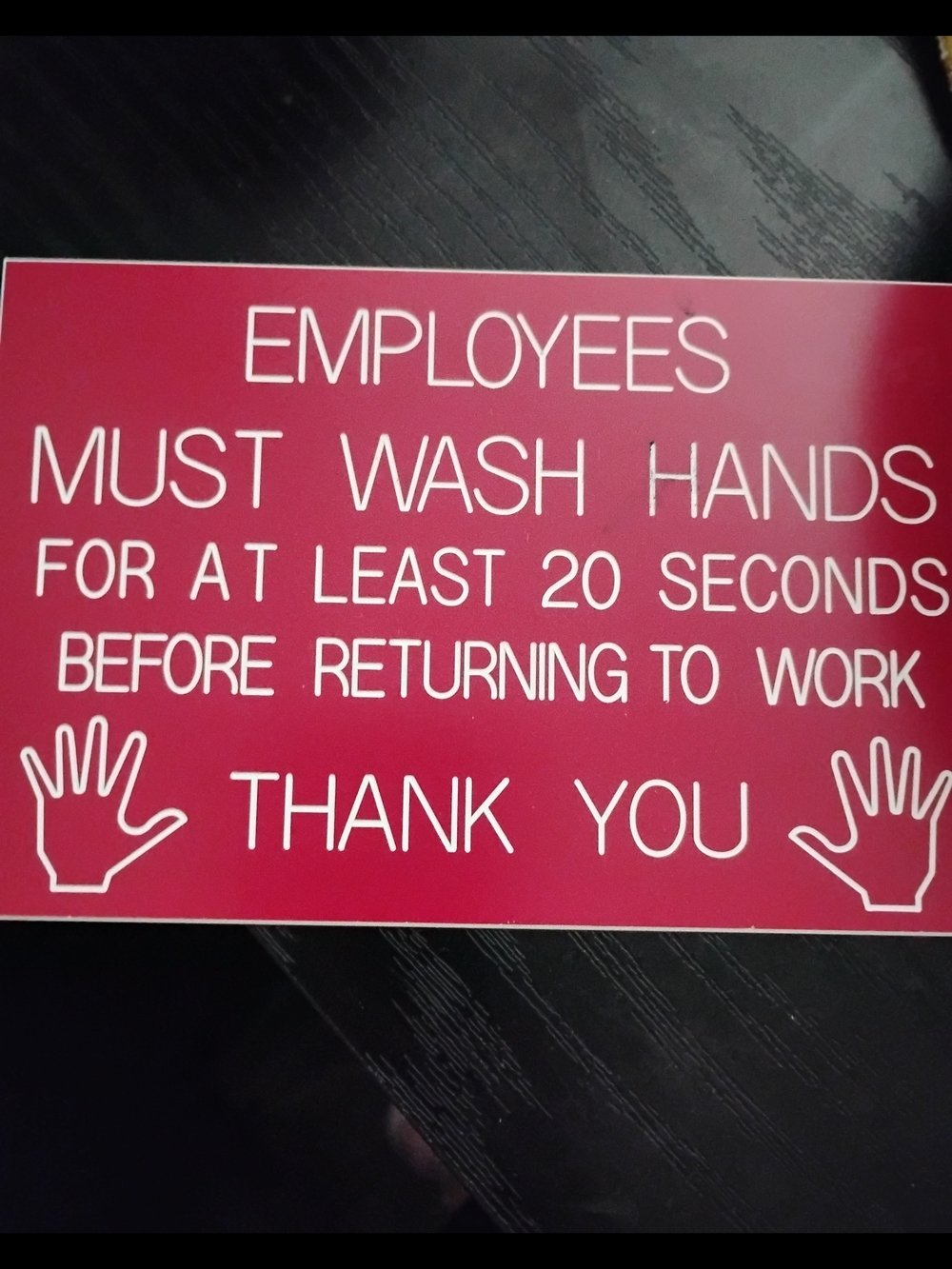 Employees Must Wash Hands Instructional Sign - Red